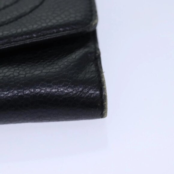 CHANEL COCO Mark Wallet Grained Calf Skin Black Gold CC Auth bs16752 - Picture 3 of 16